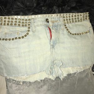 Jean shorts with gold studs